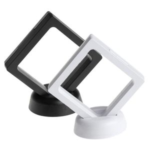 7 * 7 cm Floating Vetrina sospesa PET Membrana Acrilico Monete Gemme Gioielli Stand Holder Box ys222