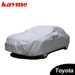 Kayme Dustproof Car Covers Covers 170t Polyester Universal Undoor Outdoor SUV UV Snow Resistant Cover لتويوتا H220425
