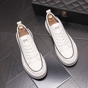 Autumn Spring Lace-Up Wedding Dress Party Shoes Fashion White Vulcanized Thick Bottom Sneakers Comfortable Non-slip Round Toe Driving Walking Loafers N95