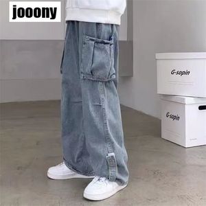 Pantaloni in denim Jeans maschili Pantaloni cargo Larghi Gamba larga Casual Autunno Inverno Streetwear coreano Hip Hop Cowboy 220328