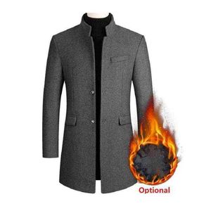 Erkek yün harmanlar kürk isteğe bağlı moda kıyafetleri yün ceket katlar kışlık ceket orta uzunluğunda hendek klasik katı kalınlaşma t220810
