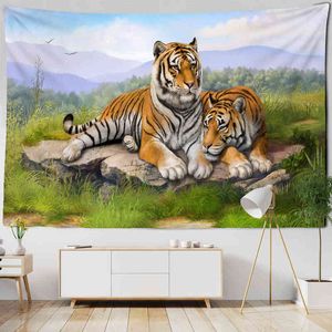 Китай северо -восток тигровой ковер стены, настенный животный мир леопардовый богемный хиппи, гостиная, домашняя декор J220804