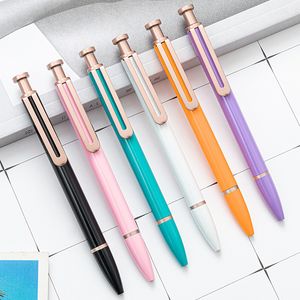 Caneta esferográfica de metal personalizável com clipe, canetas esferográficas coloridas para imprensa, home office, estudante, material de escrita, promoção, presente ZL0821