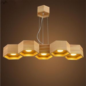 Pendant Lamps JW_Modern LED Honeycomb Shape Lights Wood Lighting Hanging For Kitchen Dining Room Living Bar Decor