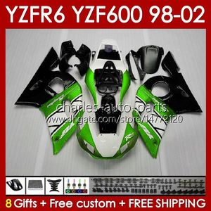 Yamaha için Gövde Kiti YZF R6 R 6 98-02 YZFR6 98 99 00 01 02 gövdeli 145No.99 YZF 600 CC YZF-600 Çerçeve YZF-R6 YZF600 600CC 1998 1999 2000 2002 2002 ABS Fairings Fabrika Blk