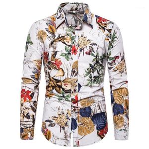 Erkek Casual Gömlek Vintage Paisley Baskı Gömlek Erkekler Camisa Masculina 2022 Marka Uzun Kollu Erkek Elbise Slim Fit Hawaii Kimyasal Homme