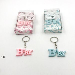 Wholesale baby birthday favors for sale - Group buy Baby Shower Favors Blue Pink Keychain in Gift Box Newborn Baptism First Communion Souvenir Birthday Keepsake Key Chain Party RRA13340