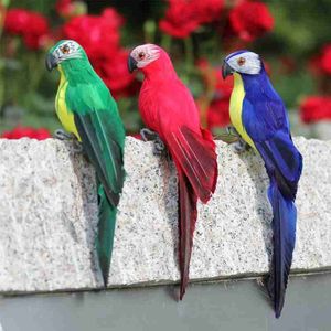 25cm 35cm Simulation Parrot Creative Feather Lawn Figurine Ornament Animal Bird Outdoor Garden Party Prop Decoration Miniature 220721