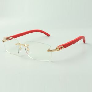 Plain Sunglasses glasses frame 35012 with red wooden legs and 56mm lenses for unisex GECD