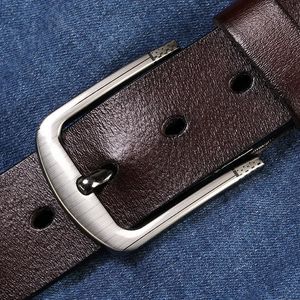 Paski [LFMB] Pasek skórzany mężczyźni Mężczyzna oryginalny skórzany pasek pinowy Fancy vintage dżinsy Ceinture Homme Cowboy