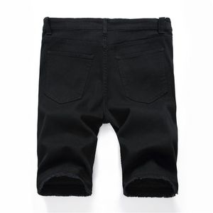 Męskie dżinsy dżinsowe szorty Mężczyźni Summer Stretch Slim Fit Krótki męski projektant bawełniany swobodny czarny dżean dżean długość 280W