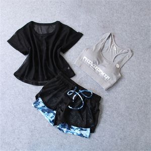 3 PCs Set Women Yoga Suit Fitness Clothing Sportswear para trepadeiras femininas roupas esportivas atléticas correndo traje de ioga T200601