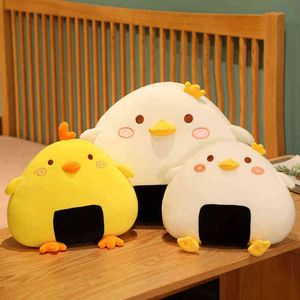 New Beautiful Rice Ball Shape Sushi Chicken Duck Plush Pillow Toys Soft Stuffed Cartoon Animal Triangle Sofa Birthday Gift J220704