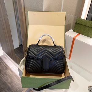 Trending Hot Leather Handväskor Kvinnor Lady Marmont Väskor äkta läder Crossbody Purses Tote Shoulder Bag V Wave Mönster Kvinnor