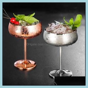 Wine Glasses Drinkware Kitchen Dining Bar Home Garden 350Ml Cocktail Glass Metal Sier Copper Stainless Steel 304 Champagne Drink Cup Drop