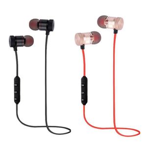 Cuffie Bluetooth magnetiche in metallo wireless Auricolari sportivi da corsa Auricolari con microfono MP3 Auricolari BT 4.1 Per iPhone Samsung LG Smartphone