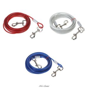 Dog Collars Leashes PC Pet Out Leashヘビーデューティースチールワイヤーメタルチェーンリードライン360度スイベルスナップ3m 5m 10mdog