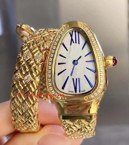 Süper 5 Styles Son 103250 Serpentin Spig Kadın Kol saatleri 23mm x 34mm Dial Sapphire İsviçre Kuvars Hareket Elmas Seti En Kaliteli Kadın Moda Saatleri