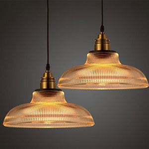 Pendant Lamps American Vintage Stripe Pot Cover Glass Lights Creative Living Room Lamp Simple Restaurant Bar LED E27 LightPendant