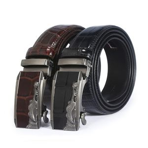 Belts Personalized Crocodile Head AlloyAutomatic Buckle Belt Youth Business Trend Pattern Pants High Quality Men's BeltBelts