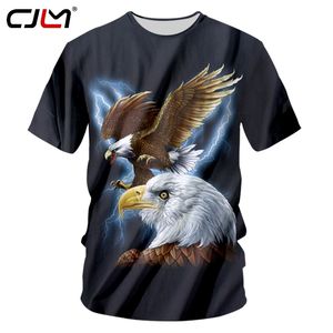 Mens Camiseta Preto Harajuku Legal Impressão Águia 3D Camiseta Homem Hiphop Streetwear Punk Manga Curta Redondo Pescoço Camisetas 220623