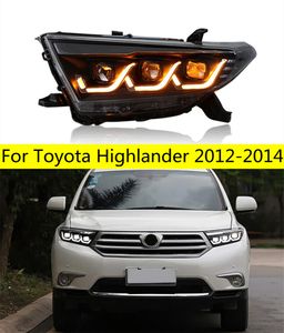 Luz led de feixe alto para faróis toyota highlander 2012-2014 cluger farol de circulação diurna sinal de giro dinâmico