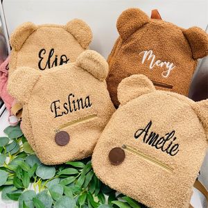 Zaino per bambini personalizzato ricamato Borsa leggera in peluche Orso per bambini Nome personalizzato Regalo per ragazzi Ragazze Signore 220630