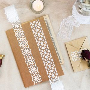 Enrolamento de presentes 3,5cm 1m 1 PCs White Hollow Out Design Washi Fita adesiva Diy Scrapbook Mascarador Decorgift