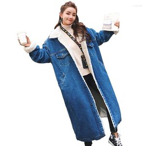 Giacche da donna Giacca di jeans in pelliccia di agnello sciolta Cappotti invernali da donna 2022 Streetwear Casaco Feminino Bomber oversize con jeans spessi