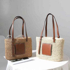 Sacos de noite Boho Woven Straw Handbags Feminino Designer Rattan Ombro Feminino Viagem Praia para Bali Shopper Tote 2022 220507