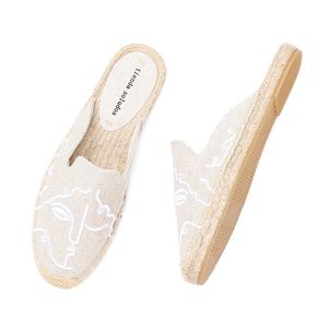 Tienda Soludos Espadrilles Slippers for Flat Real Special Special Special Spect Summer Rubber Print Женская обувь мулы Pantufa Y200423