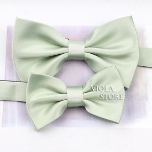 Top Colors Pink Green Blue Solid Satin Parent-child Bowtie Set Men Women Kids Butterfly Party Wedding Bow Tie Accessory