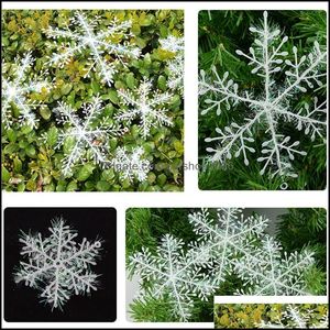 Decorações de Natal Festas Festivas Supplies Home Garden 3pcs/Lot Decoração Snowflake Tree Ornament Plastic S Dh4af