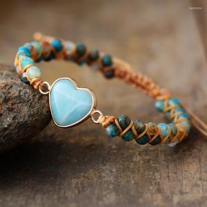 Бисерные пряди классические формы сердца браслеты браслеты Amazonite струны плетена