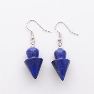 Boucle d oreille en peluche pour les femmes Gift Natural Gemstone Bead Lapis Lazuli Pendants en forme de champignon Boucles d oreilles à crochet de mode DR3260