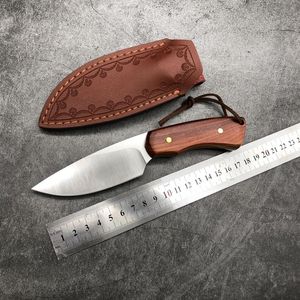 Handgjorda rak fast kniv D2 H￶g h￥rdhet med l￤derh￶lje Camping Gear Outdoor Hunting Cutter Utility EDC Self Defense Tool Portable Pocket Knives