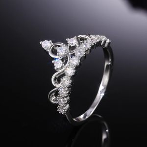 Anéis de casamento Princesa Crown for Women Cubic Zirconia Micro Pavor de Pavimento de Engajamento Feminino Anenel Acessórios Weddingwedding