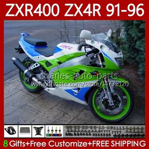 Corpo in ABS per KAWASAKI NINJA ZXR 400 CC 400CC 1991 1992 1993 1994 1995 1996 Carenatura 138No.44 ZX4R ZXR-400 Carrozzeria ZX 4R ZXR400 Verde blu 91 92 93 94 95 96 Kit carenatura