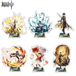 Hot Game Genshin Impact Zhongli Caracter Acrílico Figura Modelo Modelo Placa Decoração Barbara Cute Standing Sign Great Gifts Y220413