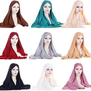 Moda Donna Foulard Pronto da indossare Sciarpa Hijab istantanea Scialle musulmano Hijab islamico Arab Wrap Head Scarf Plain