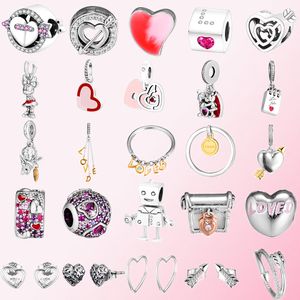 925 Silver Charm Love Heart Shape Cupid Arrow Bead Pendant Stud ￶rh￤ngen halsbandsring