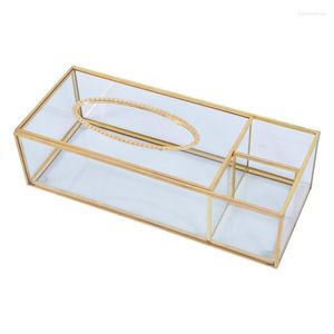 Storage Boxes & Bins Household Tissue-Box European Gold Glass Tissue Box Living Room Luxury Napkin Tray Multifunctional