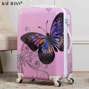 Cute Cartoon Student Rolling Luggage Spinner Children Butterfly Trolley Suitcase Wheels Kids Carry On Travel Bag Women J220708 J220708