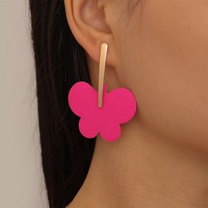 Exaggerated Geometric Personality Rose Red Butterfly Dangle Earrings For Women Korean Fashion Earring Party Jewelry Gifts