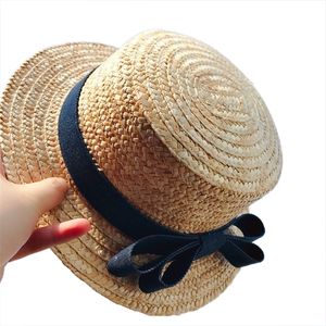 Sommarbarn prinsessa solstrån hattar barn baby flickor mode båge strå strand mössa sol hatt mamma och barn förälder-barn hatt 220514