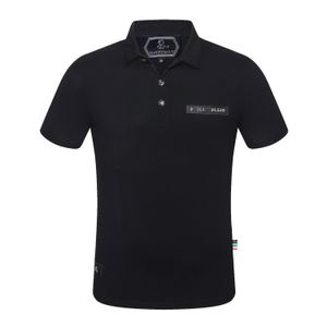 pleinxplein design Polo da uomo plein Polo T-shirt bavero cotone Slim semplice manica corta moda nero 90812