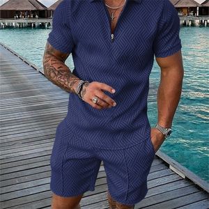 Tuta da uomo Tuta da stampa casual Camicia POLO da vacanza Abbigliamento sportivo Fitness Sport 2 Set Abbigliamento Pantaloni sportivi Uomo 220621