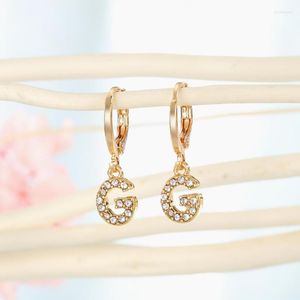 Lustre de balanço 1 par de moda de zircão cúbico Brincos iniciais de letra A-Z Letter Diy Drop Small Hoop Earsings For Women Jewelry 2022