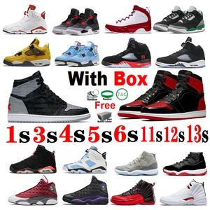 4s Infrared Men Basketball shoes Fire Red Oreo 6 Black Taxi 12s Cherry 9 Sneakers with box University Blue Brave 13s Patent Bred 1s Rebellionaire 1 Men Women
