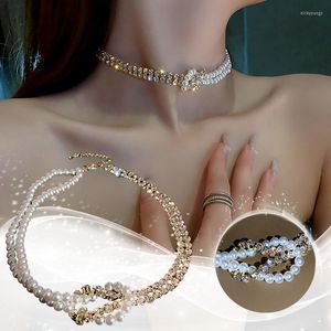 Цепи Золотые и Серебряные ожерелья пряди белые культивированные пресноводные жемчужные ожерелье для женщин Хорошие тутлевые галлеры.